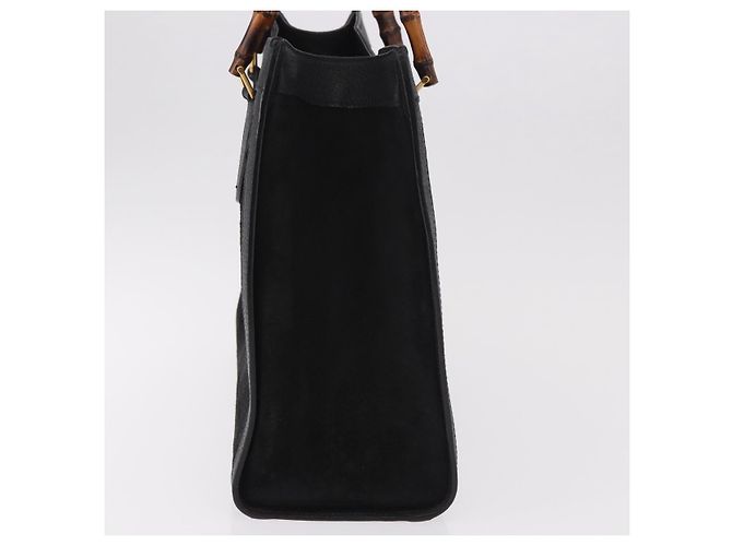 GUCCI Bamboo Hand Bag Suede Black Gold - vista 4