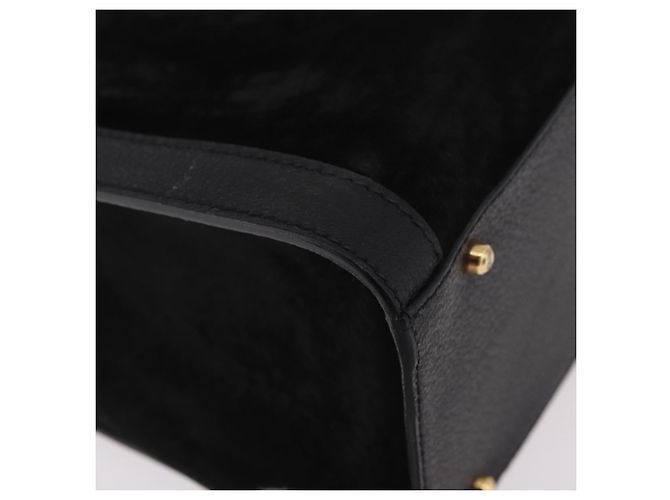 GUCCI Bamboo Hand Bag Suede Black Gold - vista 9