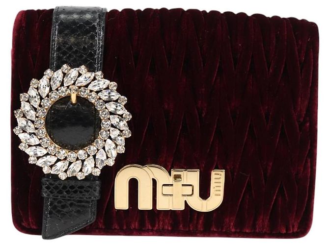Miu Miu Matelasse Bijoux Shoulder Bag Velor Wine Red Gold - view 13