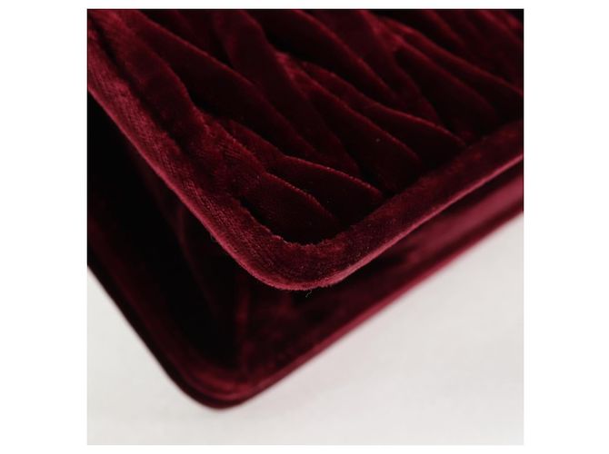 Miu Miu Matelasse Bijoux Shoulder Bag Velor Wine Red Gold - view 17