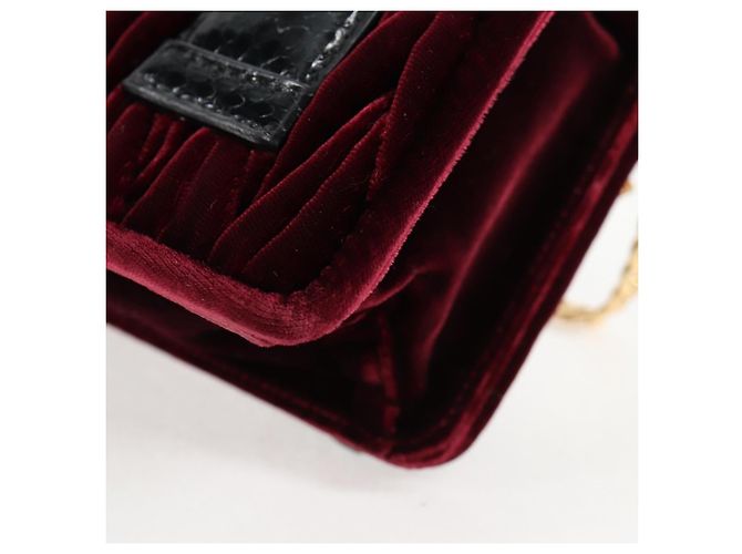 Miu Miu Matelasse Bijoux Shoulder Bag Velor Wine Red Gold - view 18