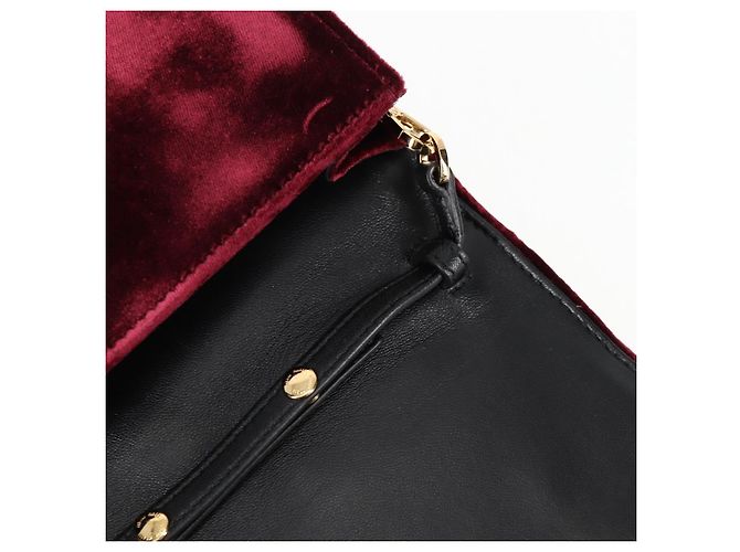 Miu Miu Matelasse Bijoux Shoulder Bag Velor Wine Red Gold - view 21