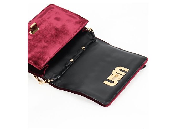Miu Miu Matelasse Bijoux Shoulder Bag Velor Wine Red Gold - view 9