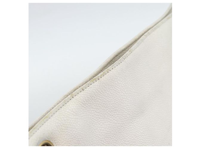 CHANEL Chain Shoulder Bag Calf Skin White Gold CC - vista 14