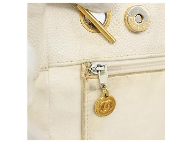 CHANEL Chain Shoulder Bag Calf Skin White Gold CC - vista 21