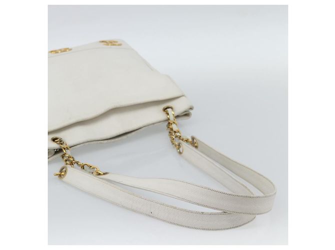 CHANEL Chain Shoulder Bag Calf Skin White Gold CC - vista 7