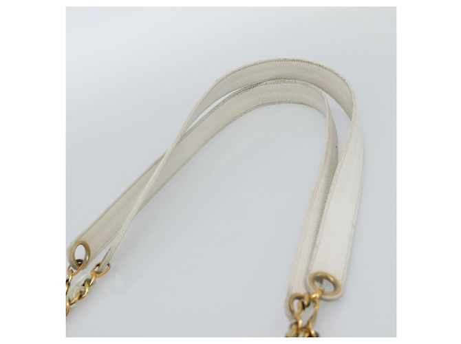 CHANEL Chain Shoulder Bag Calf Skin White Gold CC - vista 8