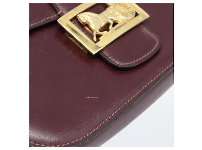 Céline CELINE Horse Carriage Shoulder Bag Leather Bordeaux Gold - vista 19