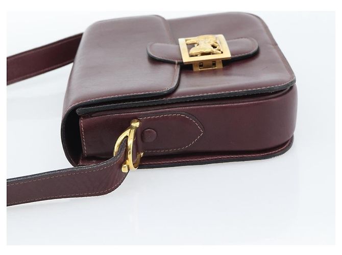 Céline CELINE Horse Carriage Shoulder Bag Leather Bordeaux Gold - vista 4