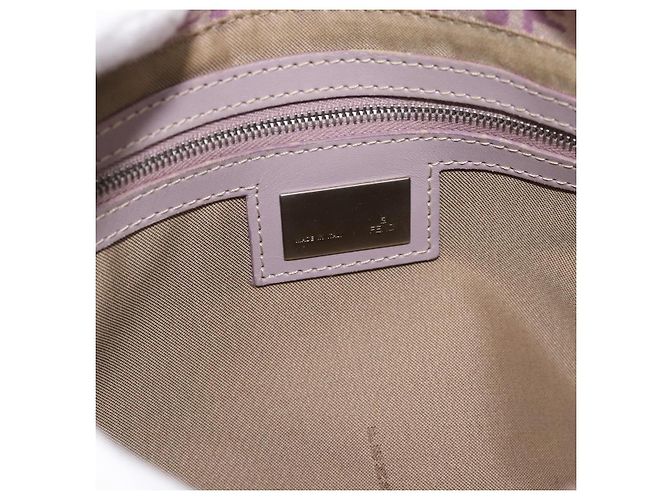 FENDI Zucchino Canvas Mamma Baguette Shoulder Bag Pink Silver - vista 10
