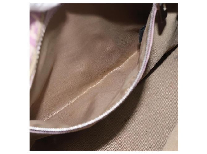 FENDI Zucchino Canvas Mamma Baguette Shoulder Bag Pink Silver - vista 11