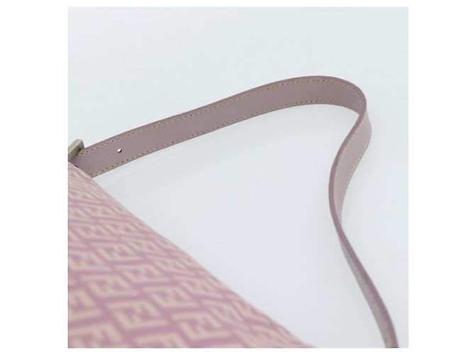 FENDI Zucchino Canvas Mamma Baguette Shoulder Bag Pink Silver - vista 14