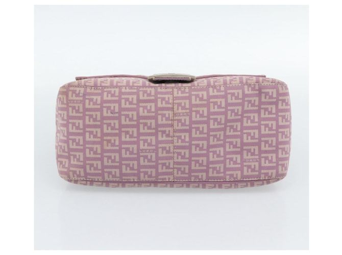 FENDI Zucchino Canvas Mamma Baguette Shoulder Bag Pink Silver - vista 15