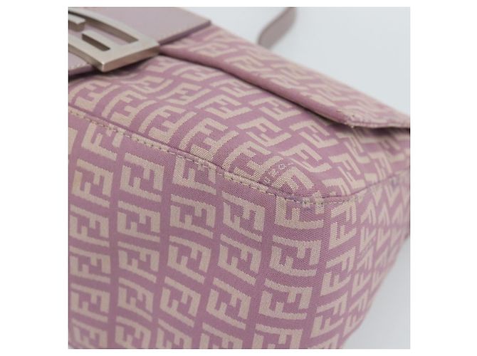 FENDI Zucchino Canvas Mamma Baguette Shoulder Bag Pink Silver - vista 16