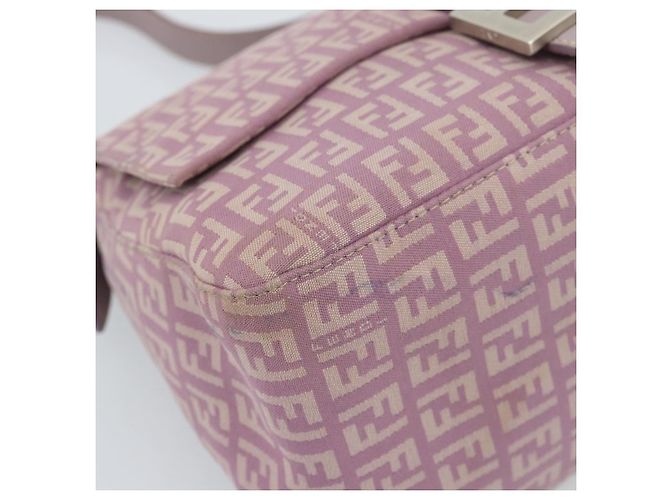 FENDI Zucchino Canvas Mamma Baguette Shoulder Bag Pink Silver - vista 17