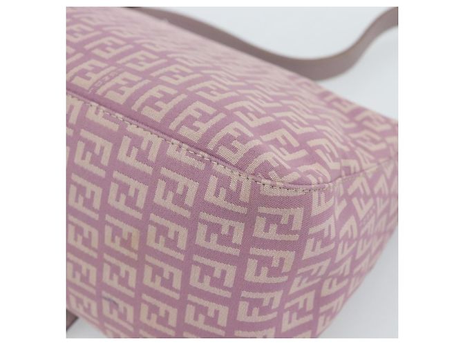 FENDI Zucchino Canvas Mamma Baguette Shoulder Bag Pink Silver - vista 18