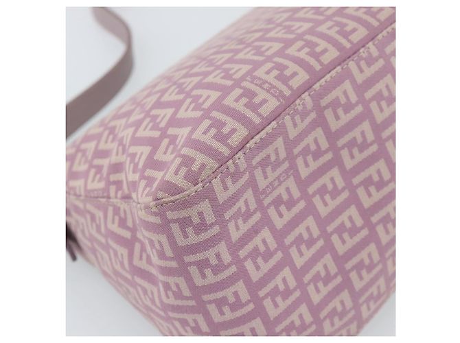 FENDI Zucchino Canvas Mamma Baguette Shoulder Bag Pink Silver - vista 19
