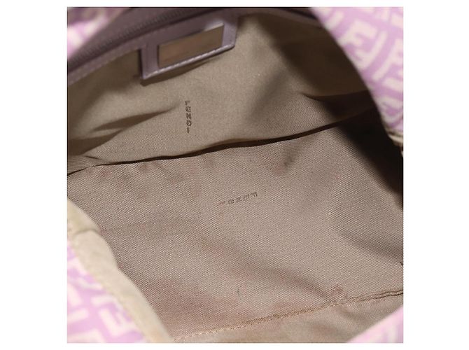 FENDI Zucchino Canvas Mamma Baguette Shoulder Bag Pink Silver - vista 22
