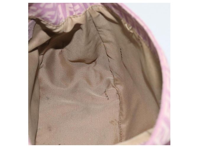 FENDI Zucchino Canvas Mamma Baguette Shoulder Bag Pink Silver - vista 23