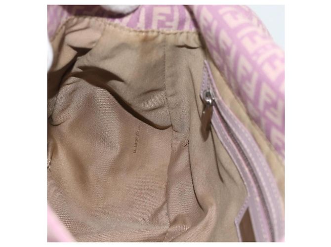 FENDI Zucchino Canvas Mamma Baguette Shoulder Bag Pink Silver - vista 24
