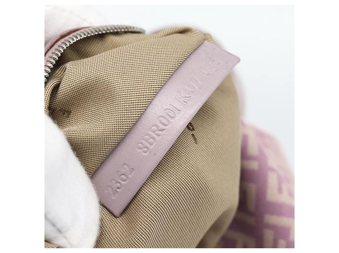 FENDI Zucchino Canvas Mamma Baguette Shoulder Bag Pink Silver - vista 26