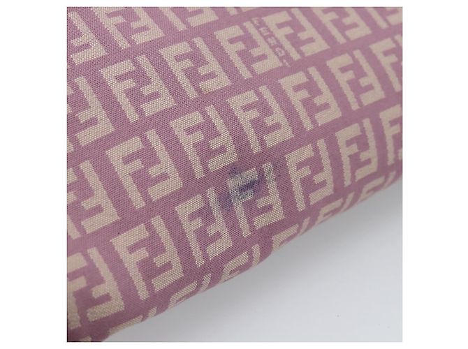 FENDI Zucchino Canvas Mamma Baguette Shoulder Bag Pink Silver - vista 5