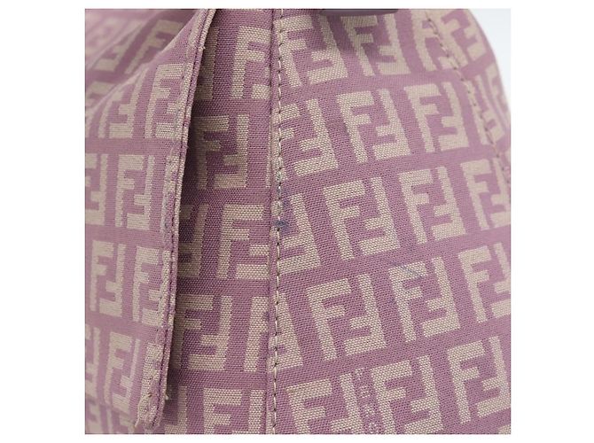 FENDI Zucchino Canvas Mamma Baguette Shoulder Bag Pink Silver - vista 7