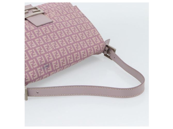 FENDI Zucchino Canvas Mamma Baguette Shoulder Bag Pink Silver - vista 9