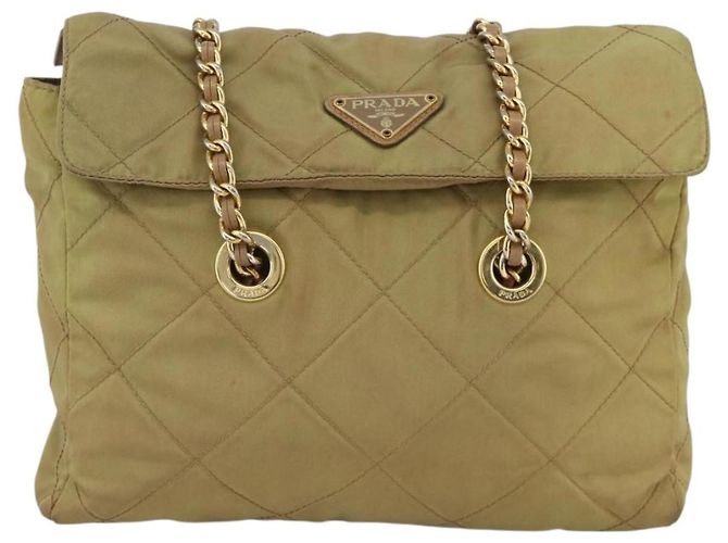 PRADA Chain Shoulder Bag Nylon Green Gold - vista 13