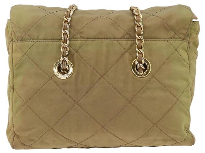 PRADA Chain Shoulder Bag Nylon Green Gold - vista 2