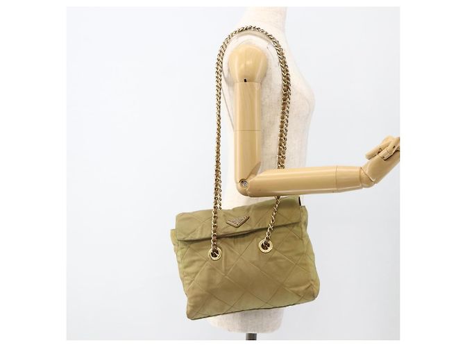 PRADA Chain Shoulder Bag Nylon Green Gold - vista 23