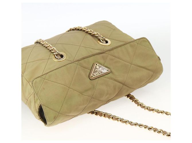 PRADA Chain Shoulder Bag Nylon Green Gold - vista 6