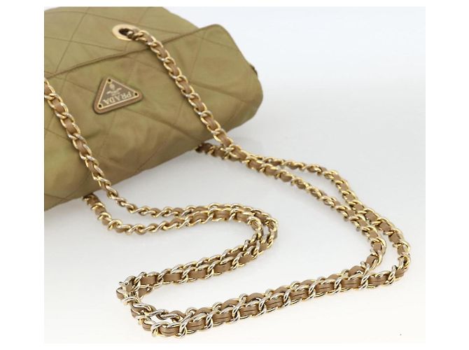 PRADA Chain Shoulder Bag Nylon Green Gold - vista 7