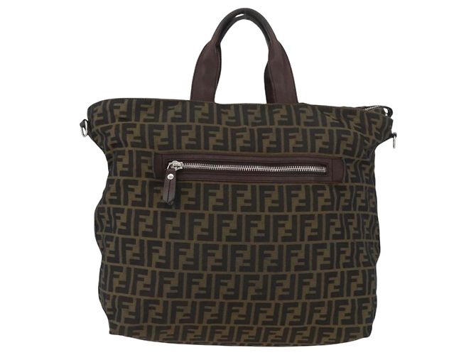 FENDI Zucca Canvas Hand Bag Black Brown - vista 13