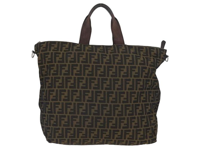 FENDI Zucca Canvas Hand Bag Black Brown - vista 2