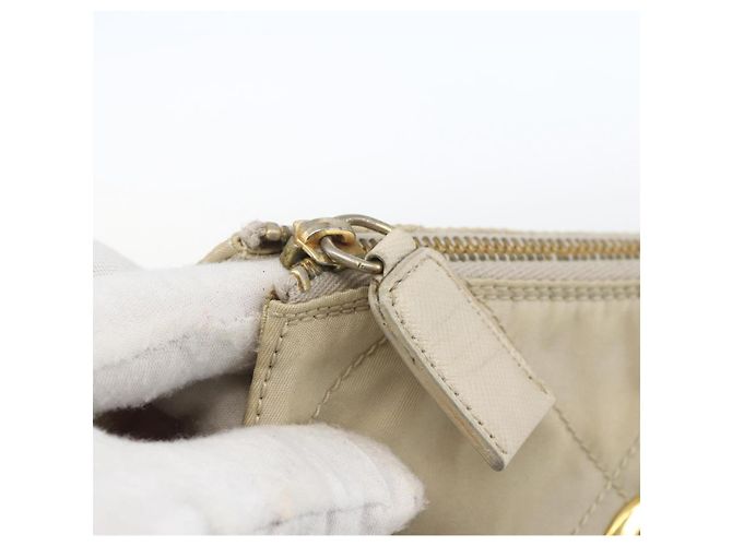 PRADA Chain Shoulder Bag Nylon Ivory Gold - vista 10