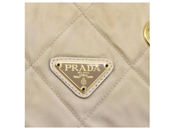 PRADA Chain Shoulder Bag Nylon Ivory Gold - vista 17