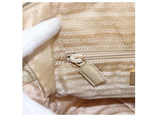 PRADA Chain Shoulder Bag Nylon Ivory Gold - vista 19