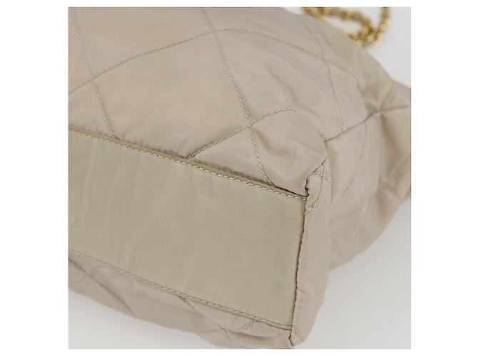 PRADA Chain Shoulder Bag Nylon Ivory Gold - vista 9