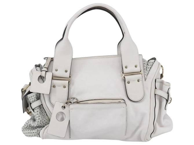 Chloé Chloe Shoulder Bag Leather 2way White Silver - vista 13
