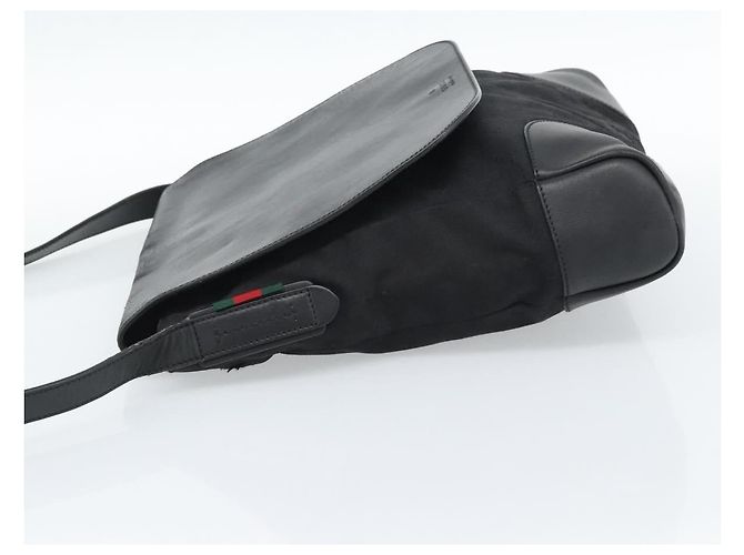 Borsa a tracolla GUCCI GG Canvas Web Sherry Line nera, argento e rossa 322077 autentica ka4834 - vista 3