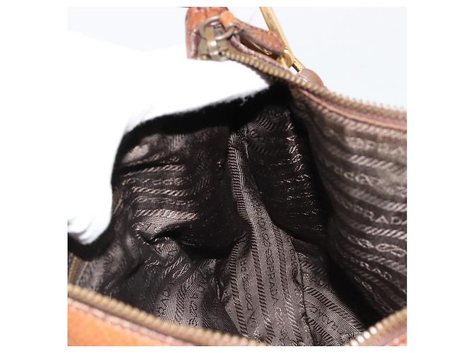 Borsa a tracolla PRADA in pelle marrone e oro, autentica 186027A - vista 21