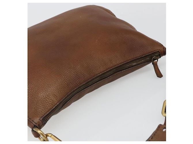 Borsa a tracolla PRADA in pelle marrone e oro, autentica 186027A - vista 6