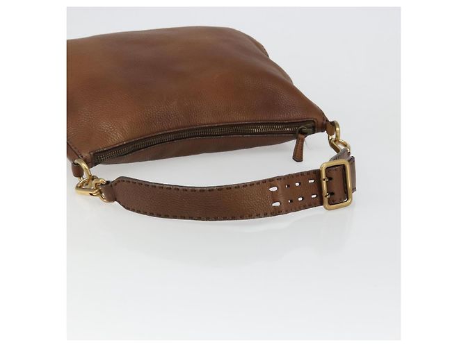Borsa a tracolla PRADA in pelle marrone e oro, autentica 186027A - vista 7