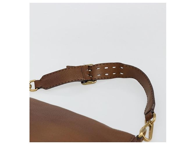 Borsa a tracolla PRADA in pelle marrone e oro, autentica 186027A - vista 8