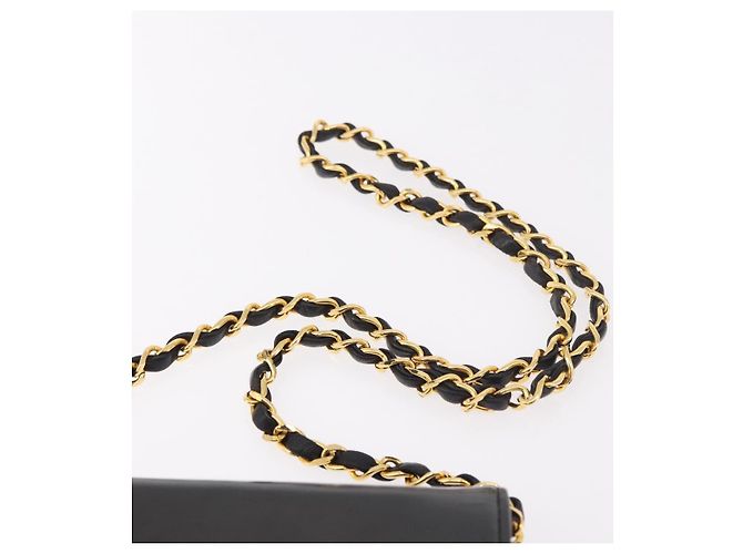CHANEL Chain Shoulder Bag Patent Black Gold CC - vista 14
