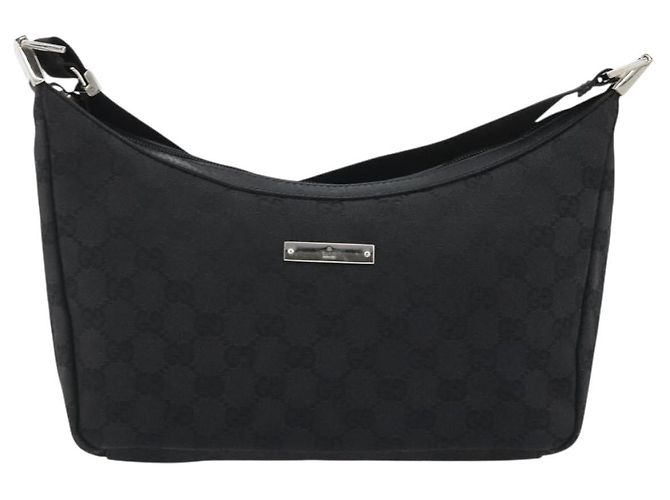 GUCCI GG Canvas Shoulder Bag Black Silver 35098 - vista 13