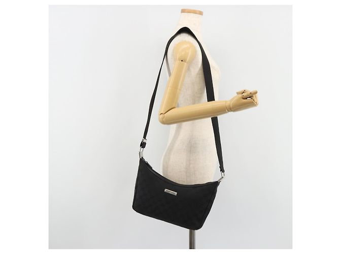 GUCCI GG Canvas Shoulder Bag Black Silver 35098 - vista 23