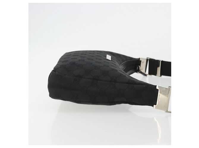 GUCCI GG Canvas Shoulder Bag Black Silver 35098 - vista 3