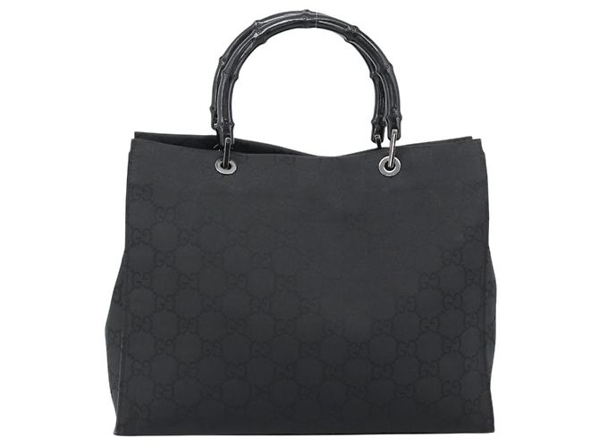 GUCCI GG Canvas Bamboo Hand Bag Nylon Black Silver 002 1010 - vista 13